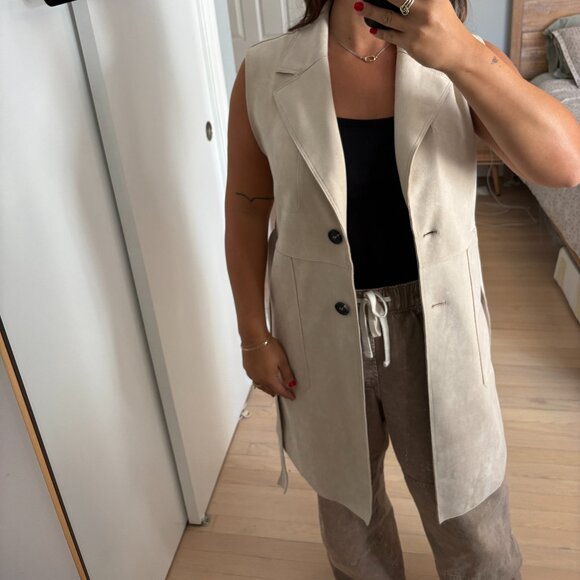 Zara FAUX SUEDE BELTED VEST - Tan - XS - Picture 1 of 5